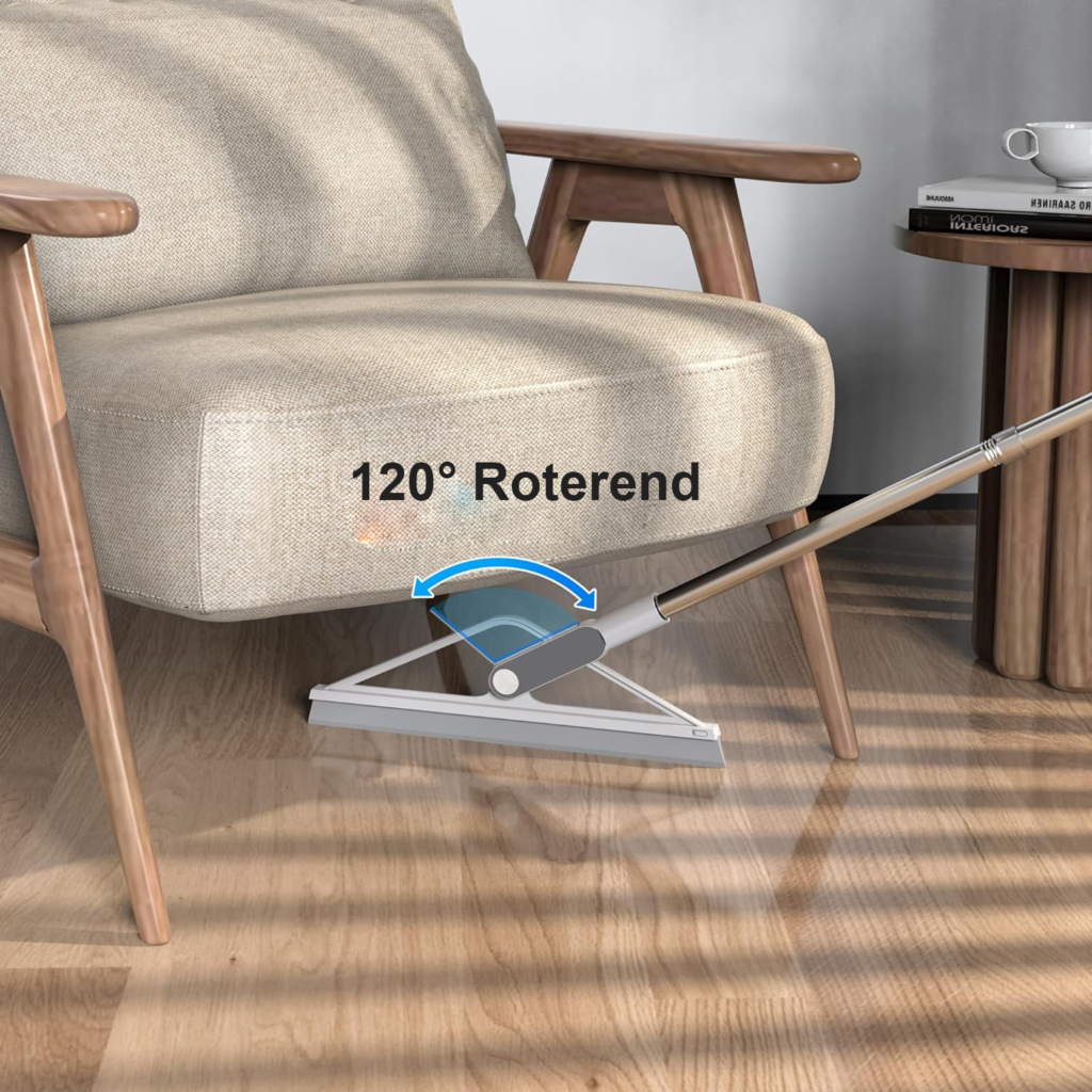 Siliconen wateraftrekker met handvat voor douche en vloer in grijs 156 cm
