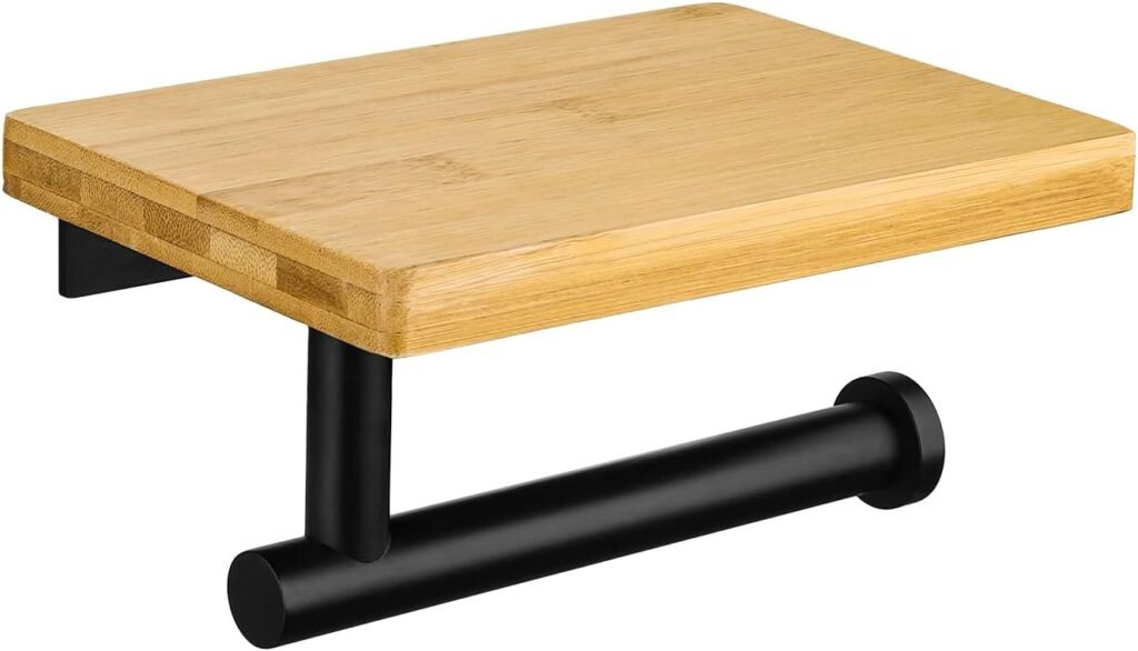 Toiletpapierhouder zwart RVS met plank en opbergrek voor wandmontage badkamer