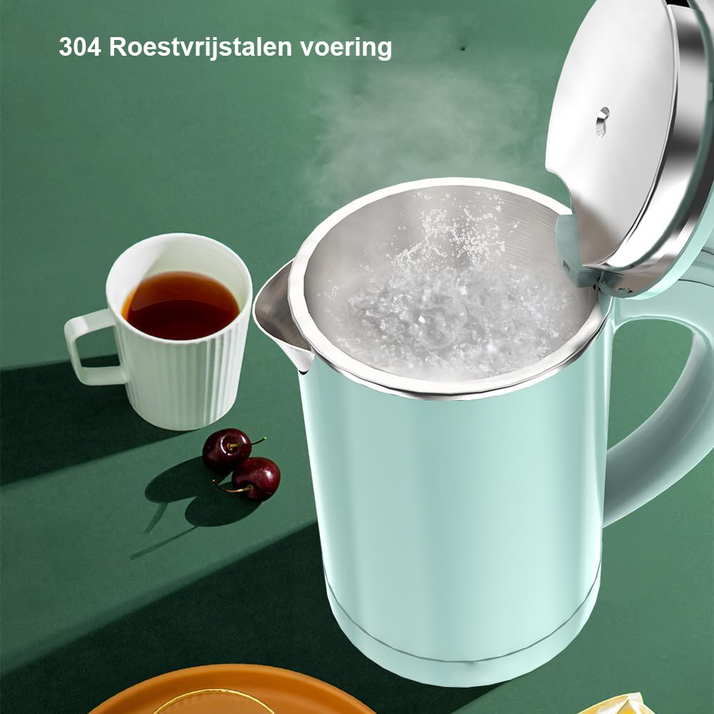 Draagbare waterkoker 0,5L van roestvrij staal voor reizen, koffie en thee met automatische uitschakeling en droogkookbeveiliging