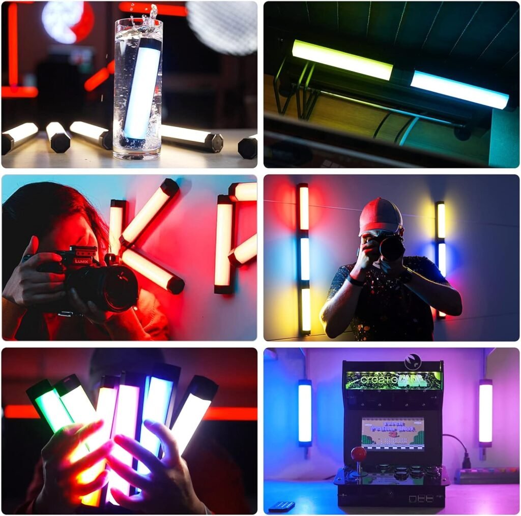 RGB videolamp met app-bediening, IP67 waterdicht, dimbare LED fotografieverlichting en 4000mAh powerbank
