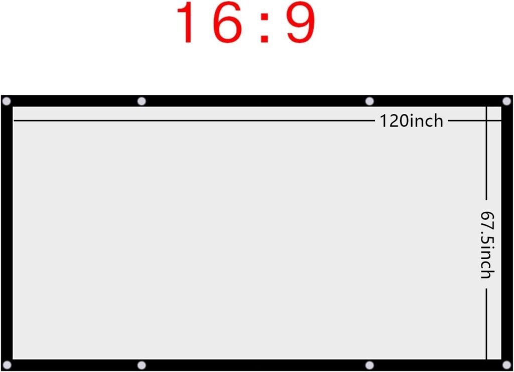 Draagbaar projectiescherm 120 inch vouwbaar wit 16:9 voor thuisbioscoop binnen en buiten gebruik kreukvrij projector doek voor cinema en reizen