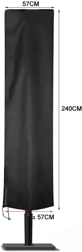 Waterdichte parasolhoes 240x57x57 cm met rits van 210D Oxford materiaal voor tuin en buiten