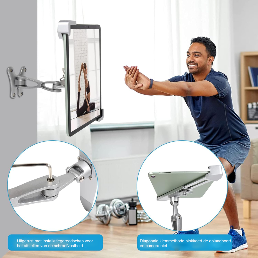 Beveiligde Tablet Muurstandaard met Vergrendeling - Anti-diefstal Kiosk Houder met Aluminium Swingarm - Geschikt voor 9-14 Inch Tablets, iPad Pro, iPad Air, Surface en Galaxy Tab