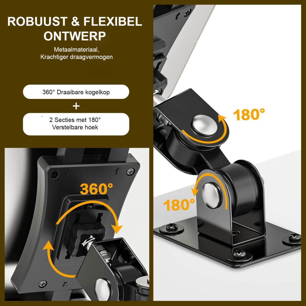 Tablet wandhouder met 360° rotatie voor universele iPad en 4,7-13,5 inch tablets met metalen bevestiging
