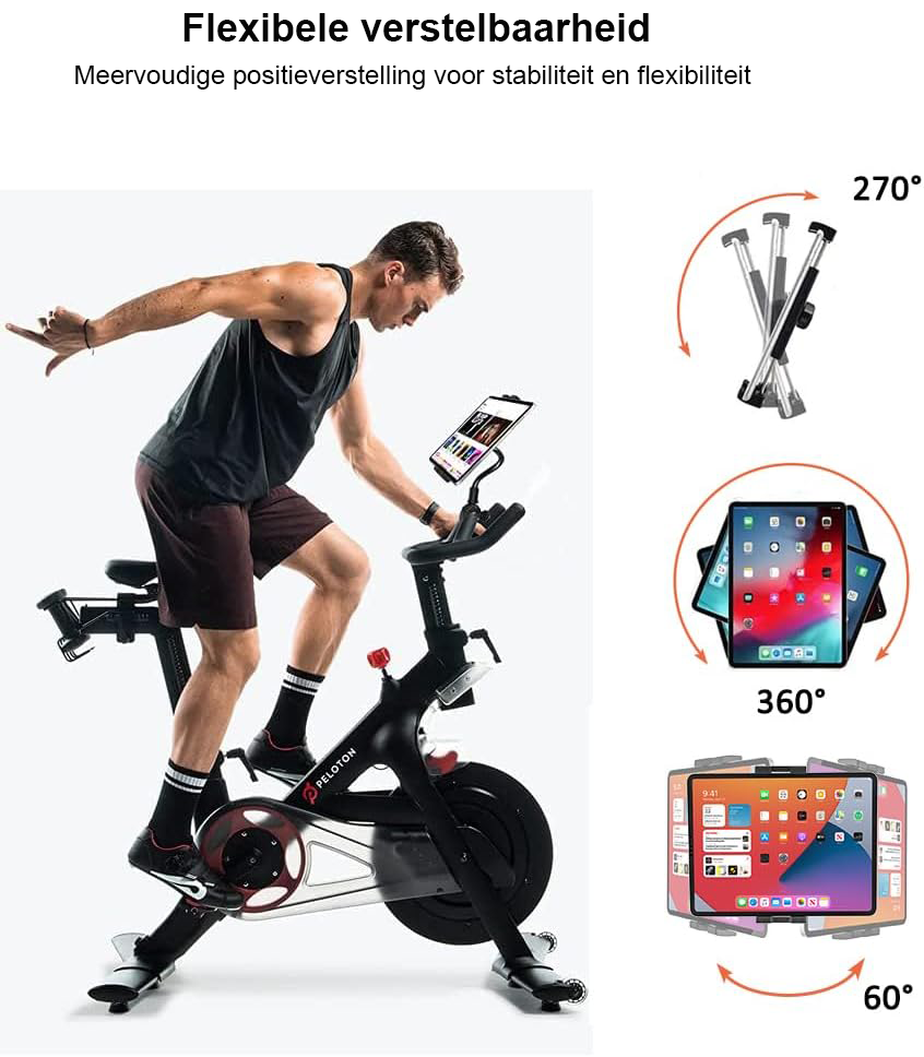 Universele tablet houder voor hometrainer en fitnessapparaten voor iPad en smartphone 4-12,9 inch