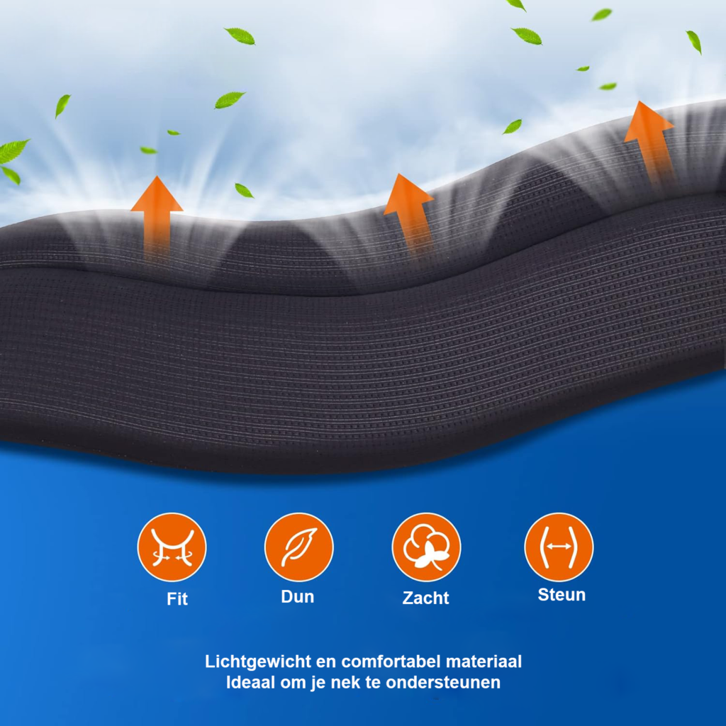 Neksteun kraag zwart 35-42 cm voor ondersteuning van nek en wervelkolom tijdens slapen en rusten