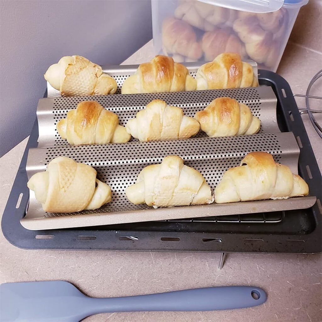 Baguette bakvorm 3-vaks 38x24 cm met antiaanbaklaag en doek voor Franse stokbroden bakken