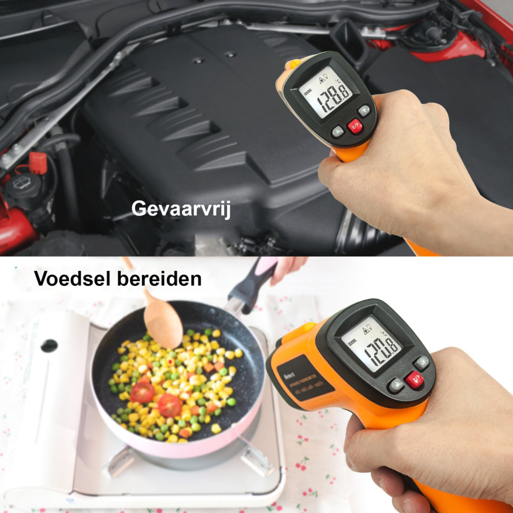 Digitale infrarood thermometer met laser en LCD display voor contactloze temperatuurmeting van -50°C tot 550°C