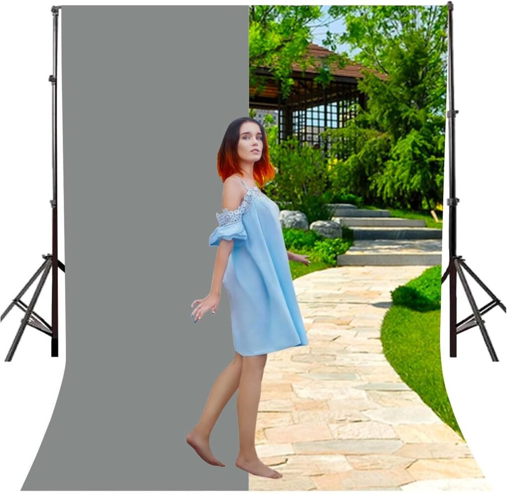 Grijze fotografie achtergrond 3x2m van polyester met clips voor fotostudio gebruik