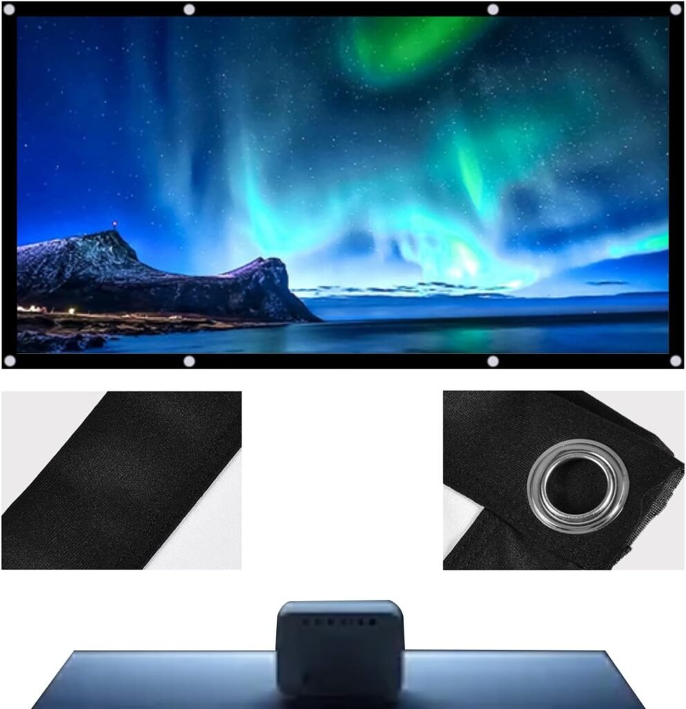 Draagbaar projectiescherm 120 inch vouwbaar wit 16:9 voor thuisbioscoop binnen en buiten gebruik kreukvrij projector doek voor cinema en reizen
