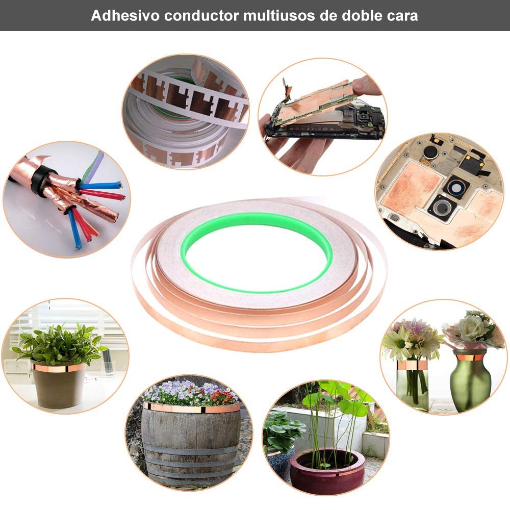 koperen folietape 50m x 6mm zelfklevend dubbel geleidend voor emi afscherming elektronica en reparaties