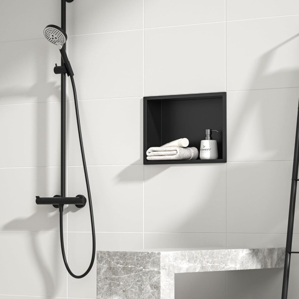 RVS douche nis goudkleurig muurvak voor badkamer opberging 45x30x10 cm