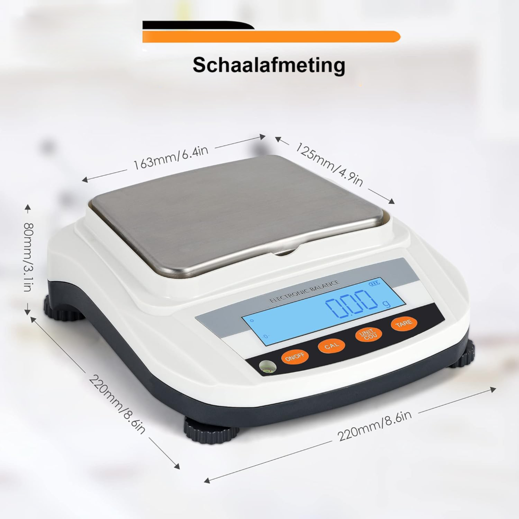 Precisieweegschaal 0,01g met digitale LCD display, RVS weegplaat en 3000g capaciteit voor nauwkeurig wegen
