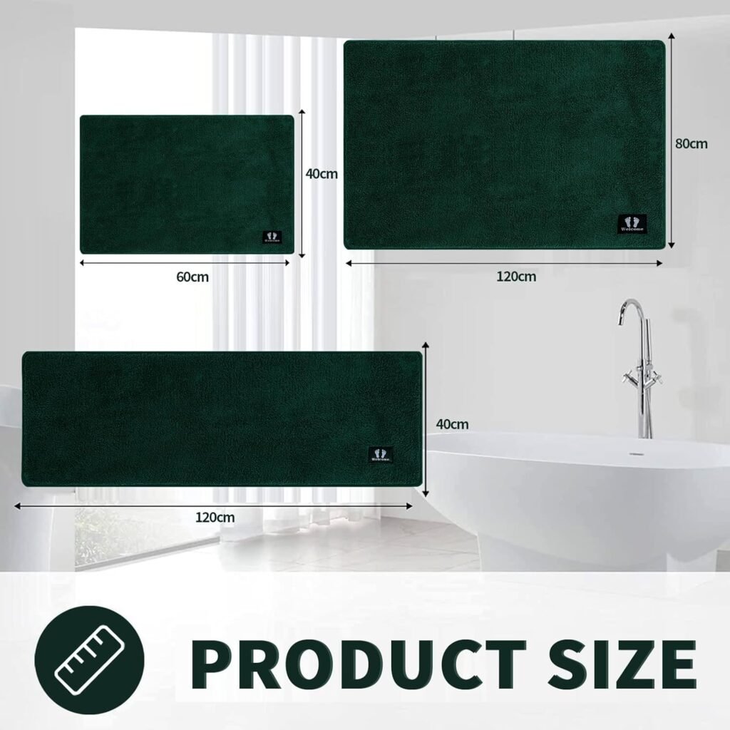 Donkergroene antislip badmat 40x60 cm met waterabsorberende en sneldrogende eigenschappen voor douche of bad