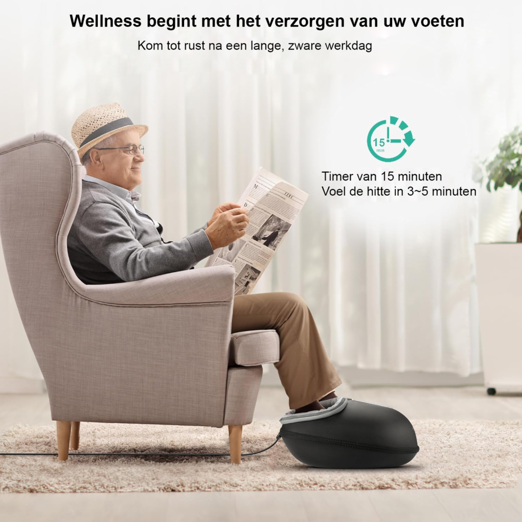 Elektrisch Shiatsu voetmassageapparaat met verwarmingsfunctie en luchtcompressie voor ontspannende voetmassage