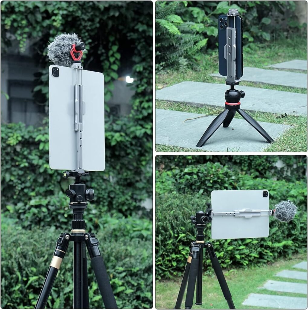 Metalen tablet statief houder voor 7-12,9 inch iPad met draaibare mount, cold shoe en ARCA Swiss quick release voor video-opnames