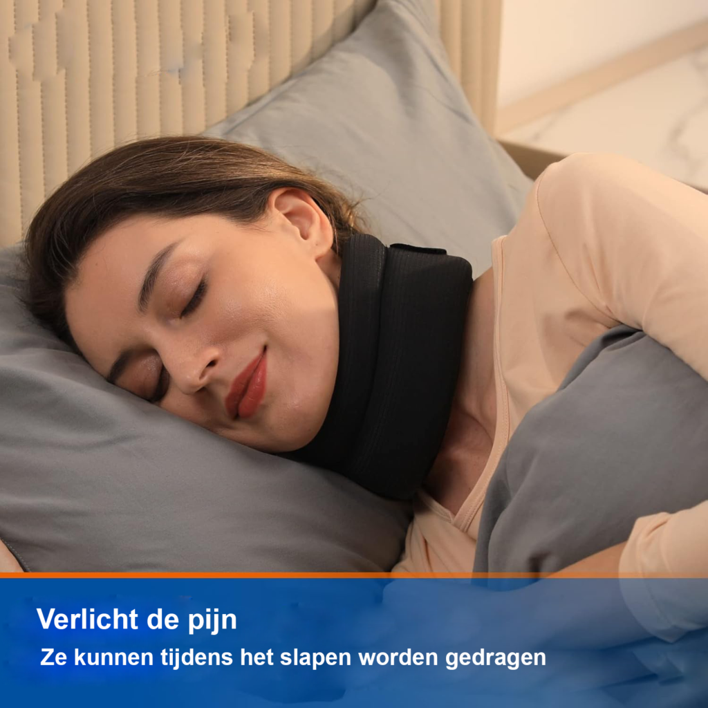 Neksteun kraag zwart 35-42 cm voor ondersteuning van nek en wervelkolom tijdens slapen en rusten