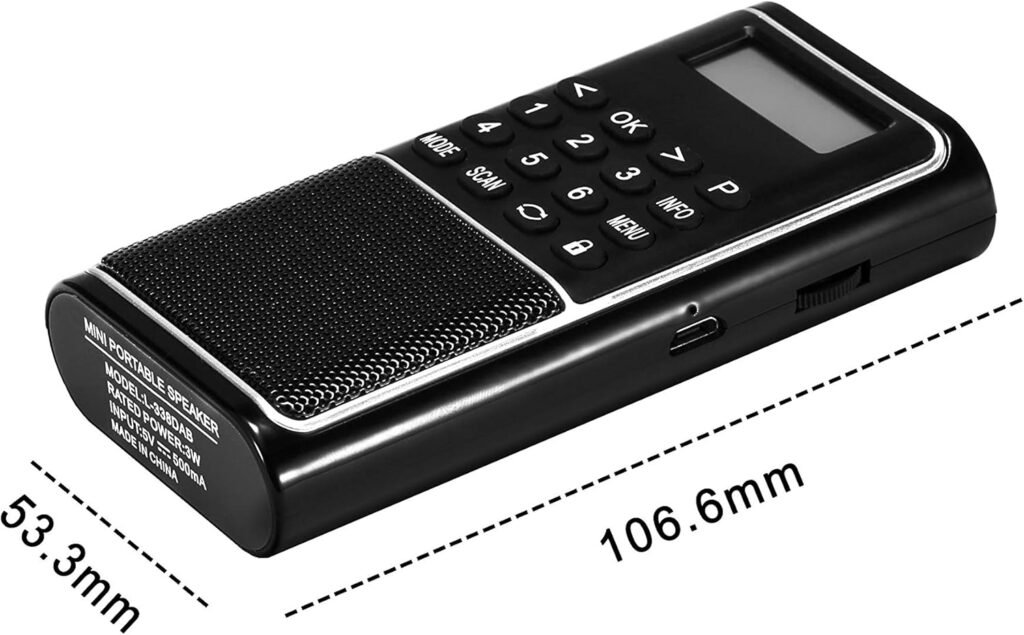 Draagbare DAB+ FM digitale radio met Bluetooth en batterij in zwarte uitvoering voor onderweg en keuken
