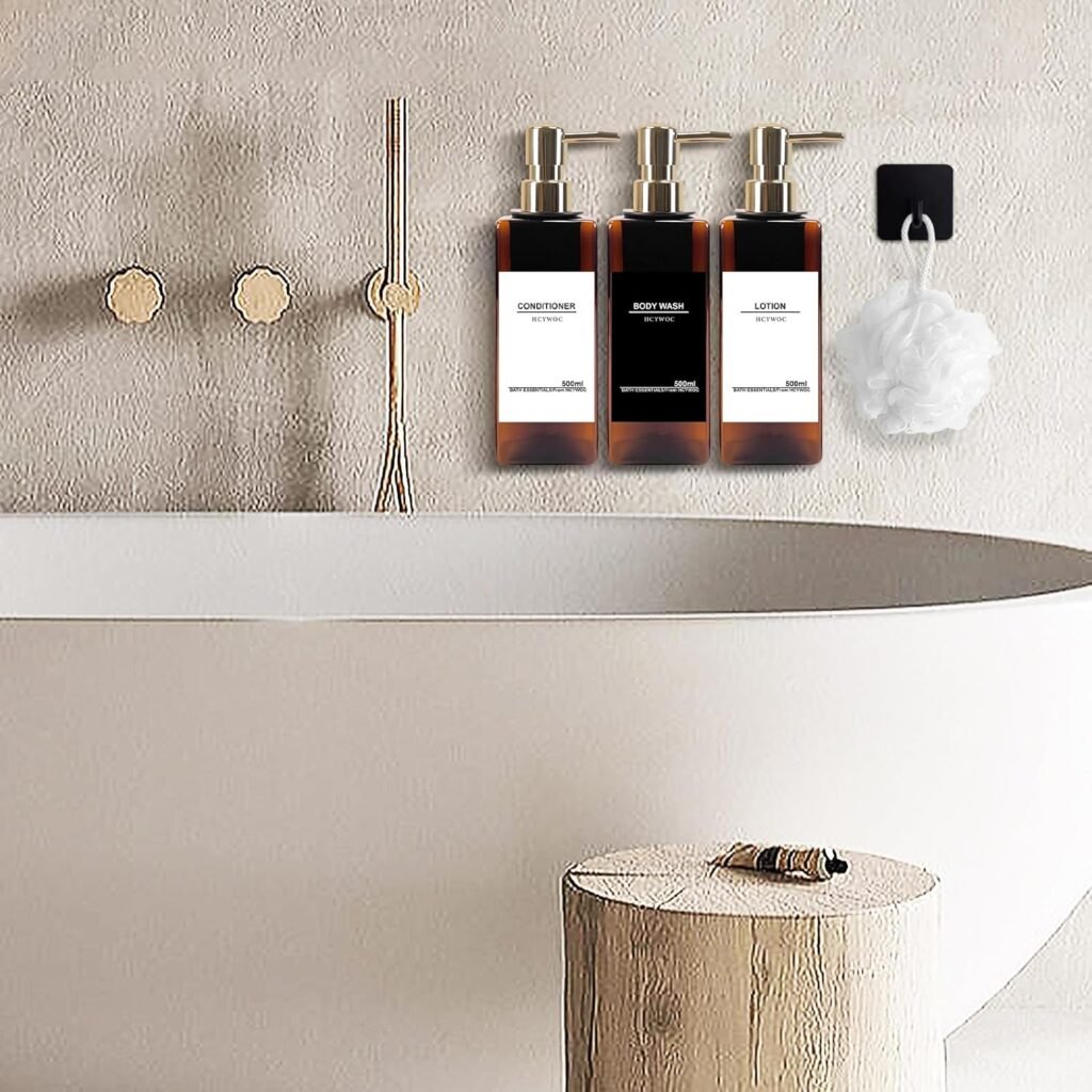 Shampoo dispenser 3 vaks voor douche met shampoo en conditioner, wandmontage zeepdispenser zonder boren 470 ml