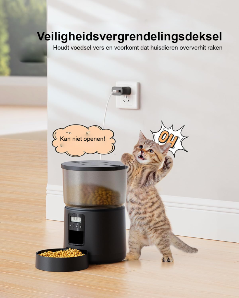 Automatische voederautomaat 5 liter zwart met programmeerbare timer voor huisdierenvoer