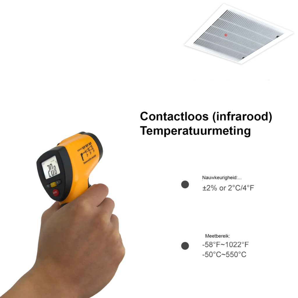 Digitale infrarood thermometer met laser en LCD display voor contactloze temperatuurmeting van -50°C tot 550°C