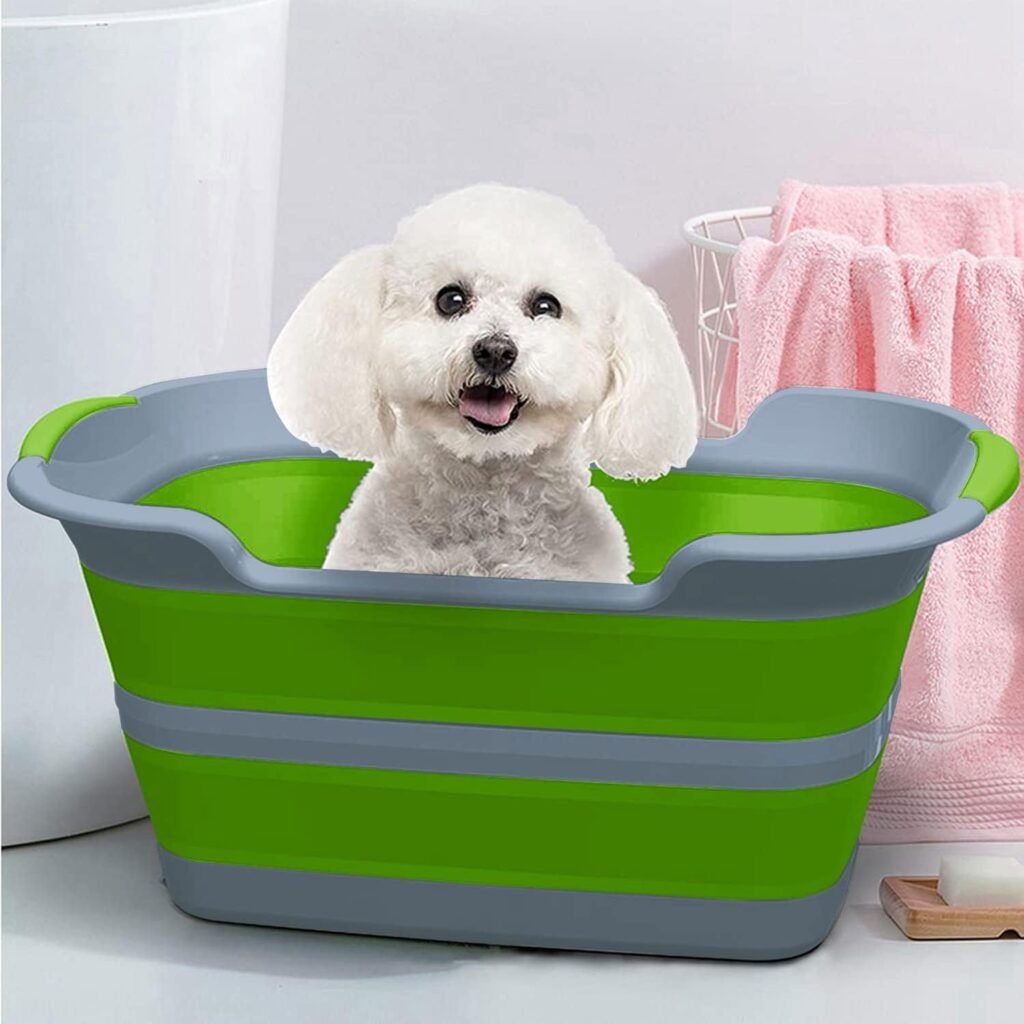 Opvouwbare huisdierbadkuip groen met afvoer voor puppy's, kleine honden en katten