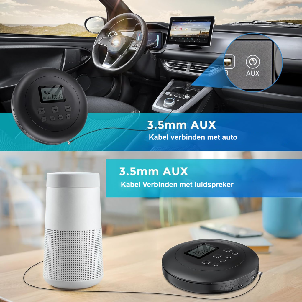 Draagbare CD speler met koptelefoon LCD display anti skip bescherming HiFi geluid ondersteunt CD CD-R CD-RW MP3 compacte walkman muziekspeler