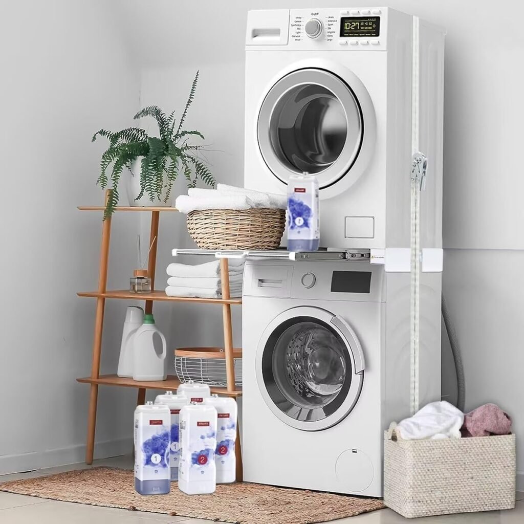 Verstelbare wasmachine droger verbindingskit met lade 53-68 cm