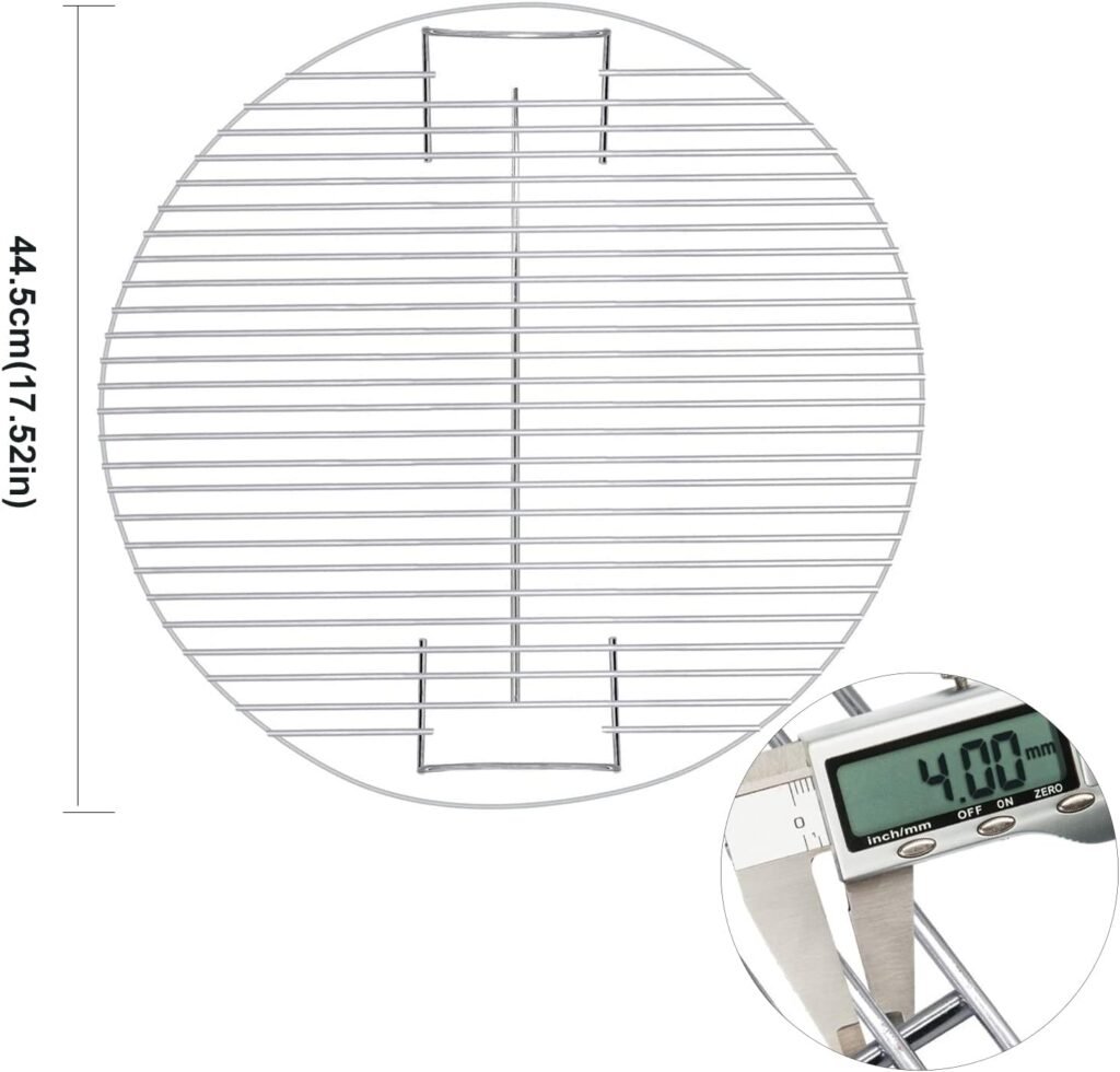 RVS grillrooster 44,5 cm voor houtskoolbarbecue, rond BBQ rooster van roestvrij staal voor kamado en keramische barbecue