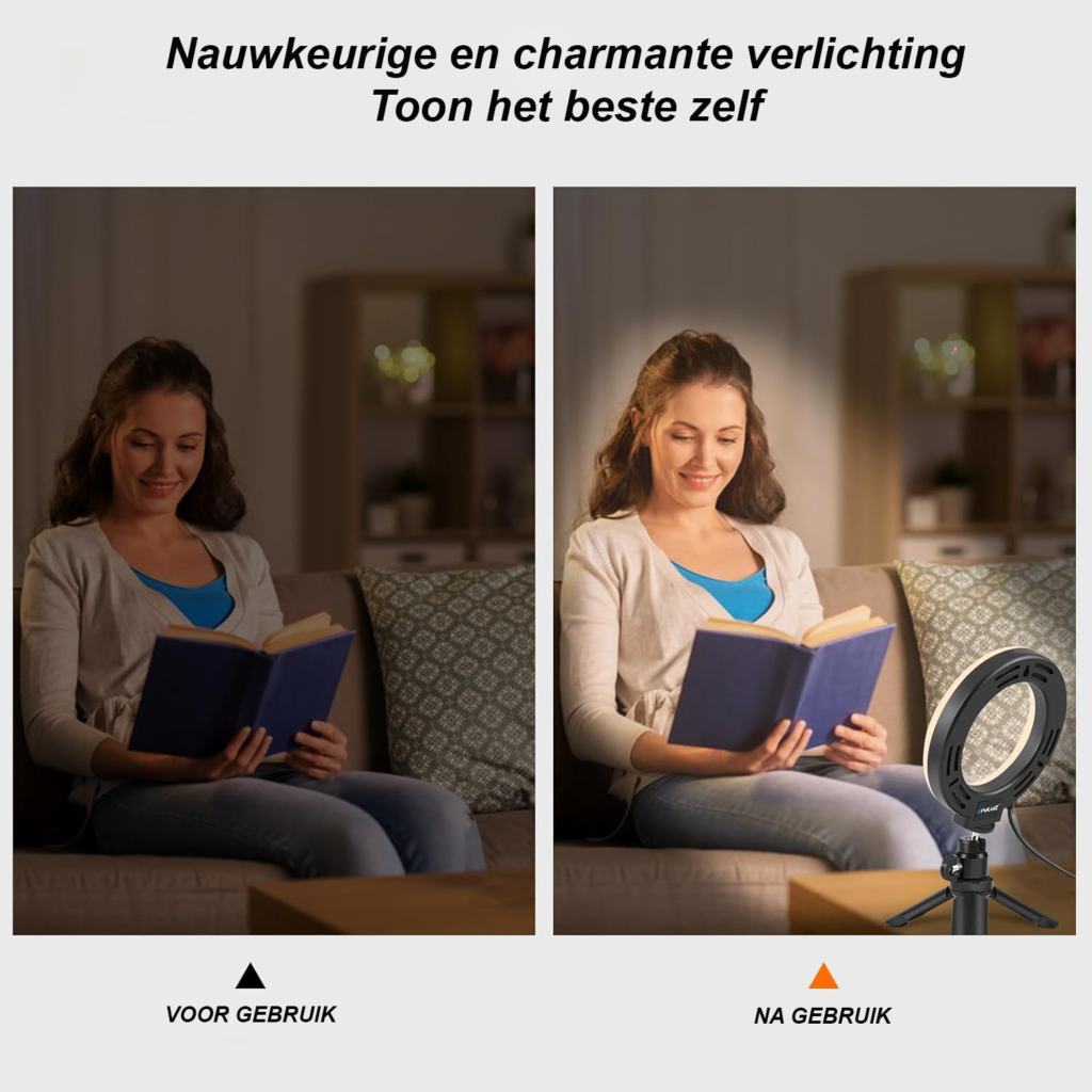 Ring light 6 inch LED video verlichting met clip en statief voor laptop 72 LED 3 lichtkleuren 10 helderheidsniveaus voor streaming en videobellen