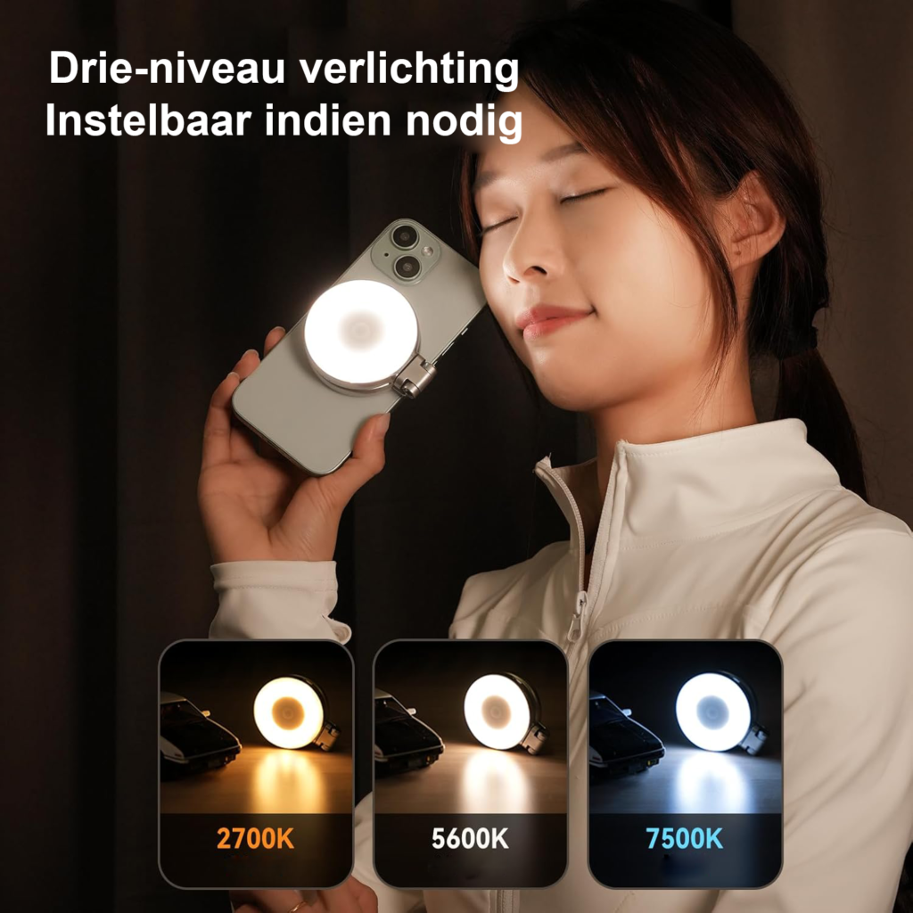Magnetische selfie lamp met LED ring en statief voor iPhone en Android met MagSafe compatibiliteit