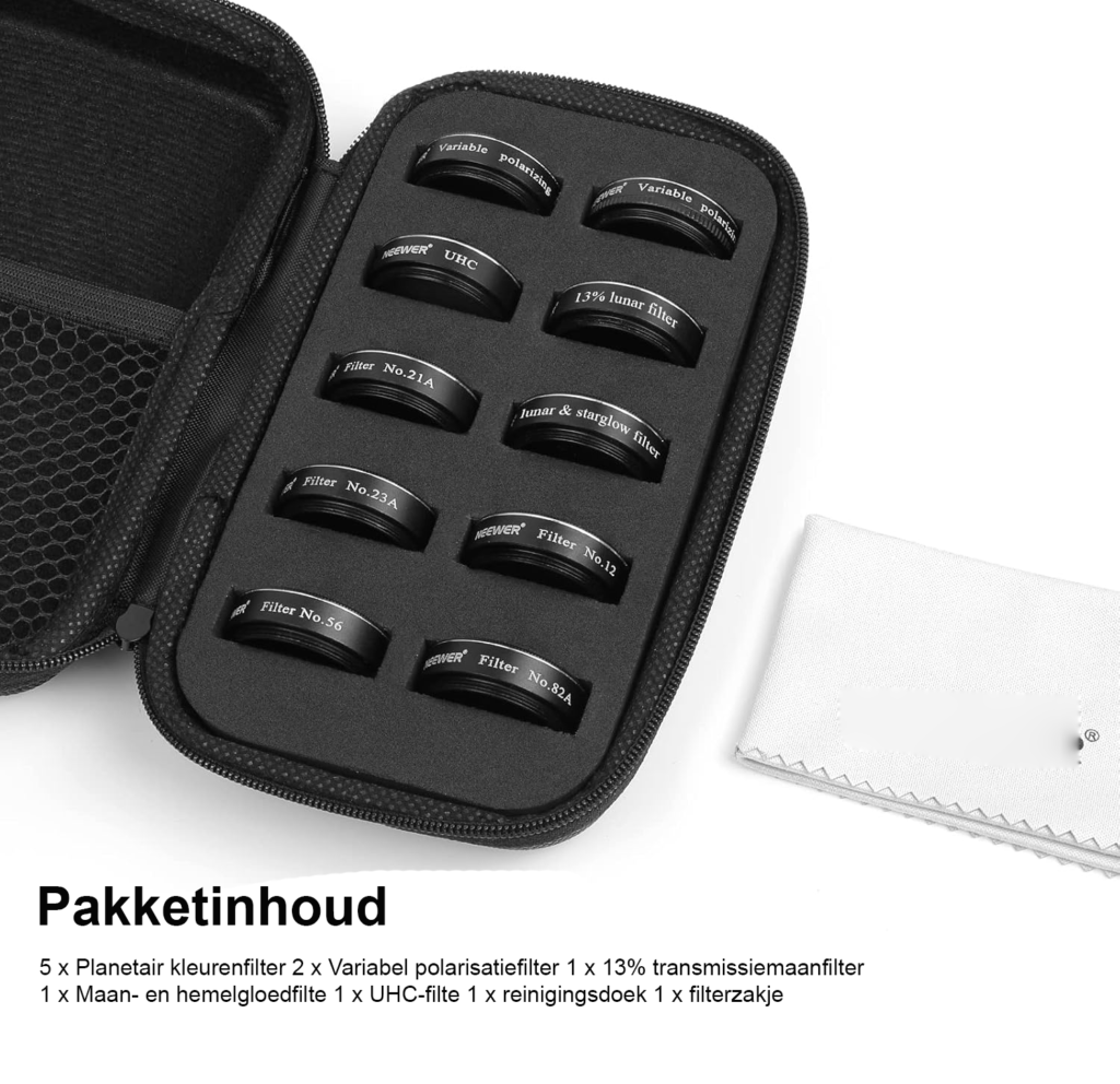 Telescoop oculair filter set 1.25 inch met maanfilter, UHC filter en planetaire kleurfilters voor sterrenkijken