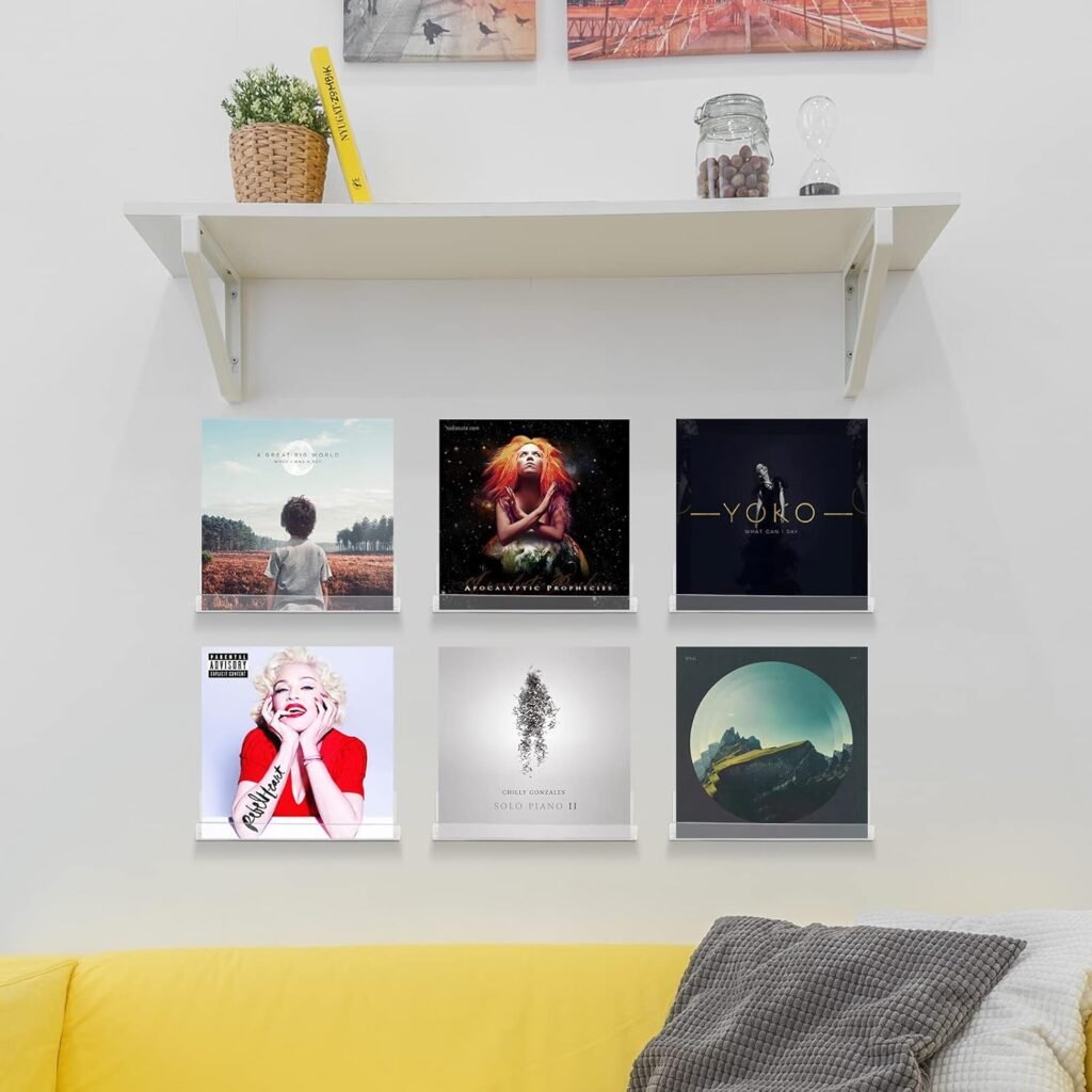 Acryl vinyl platenhouder wandmontage transparante LP display set van 6 stuks voor stijlvolle album opslag en presentatie