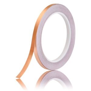 Koperfolie Tape Zelfklevend – Kopertape voor Aarding, Elektrische Reparaties en Glas-in-Lood – 0,5 cm x 20 m Rol