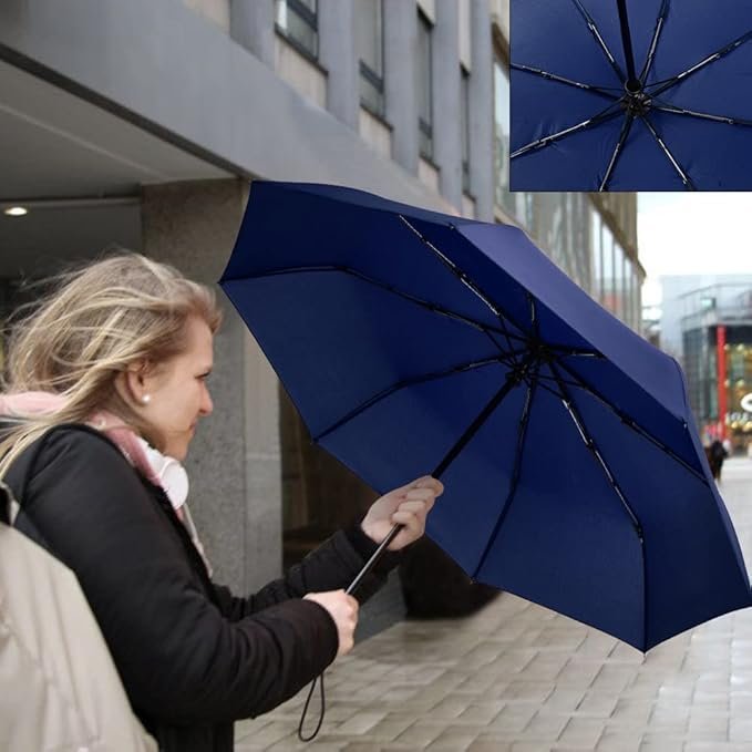 Compacte opvouwbare reisparaplu met automatische opening en winddichte bescherming