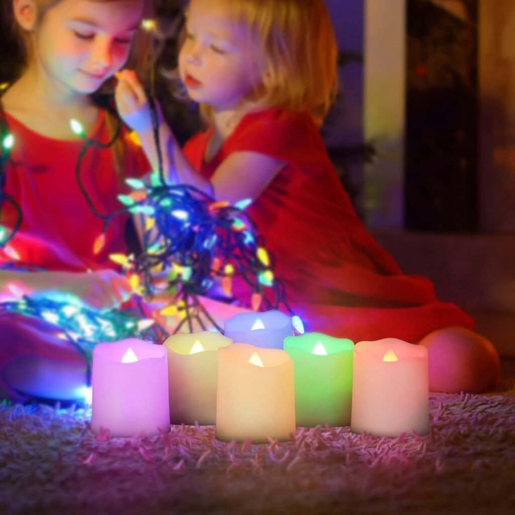 Oplaadbare LED theelichtjes set van 12 met RGB kleurverandering, afstandsbediening en timer