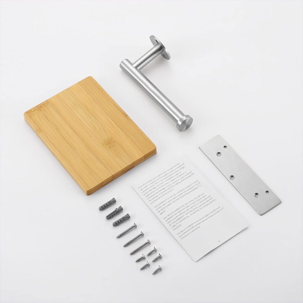 Toiletpapierhouder met bamboe plank en RVS wandbevestiging voor badkamer