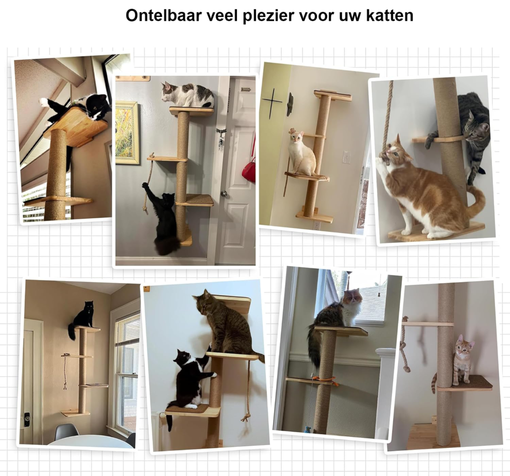 Krabpaal 127 cm voor grote katten met kattenmand en slaapplek – duurzaam krabmeubel voor kittens en katten