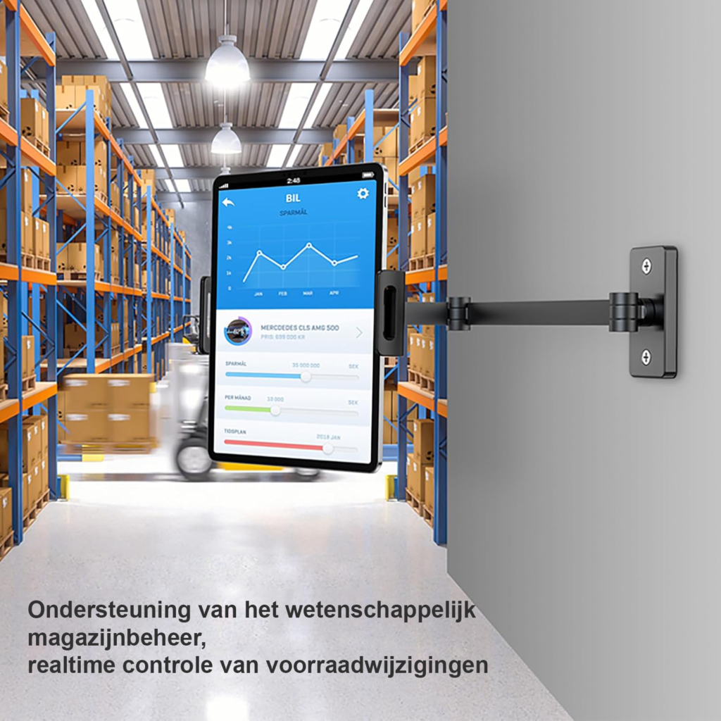 Muurbeugel voor tablet aluminium 360° draaibaar en opvouwbaar voor 4-13 inch tablets en smartphones