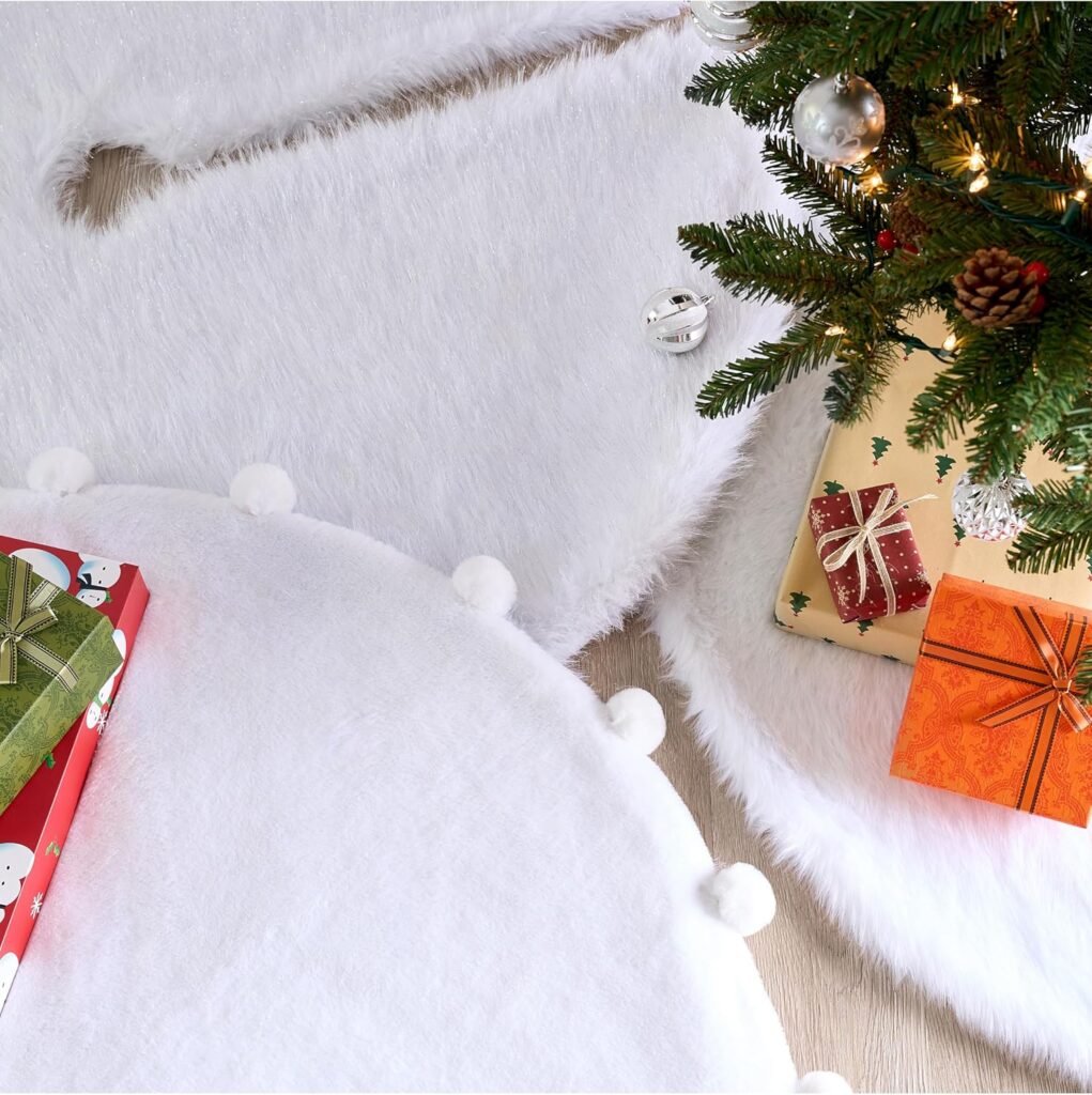 Witte faux bont kerstboomrok 36 inch voor zachte kerstdecoratie onder de kerstboom