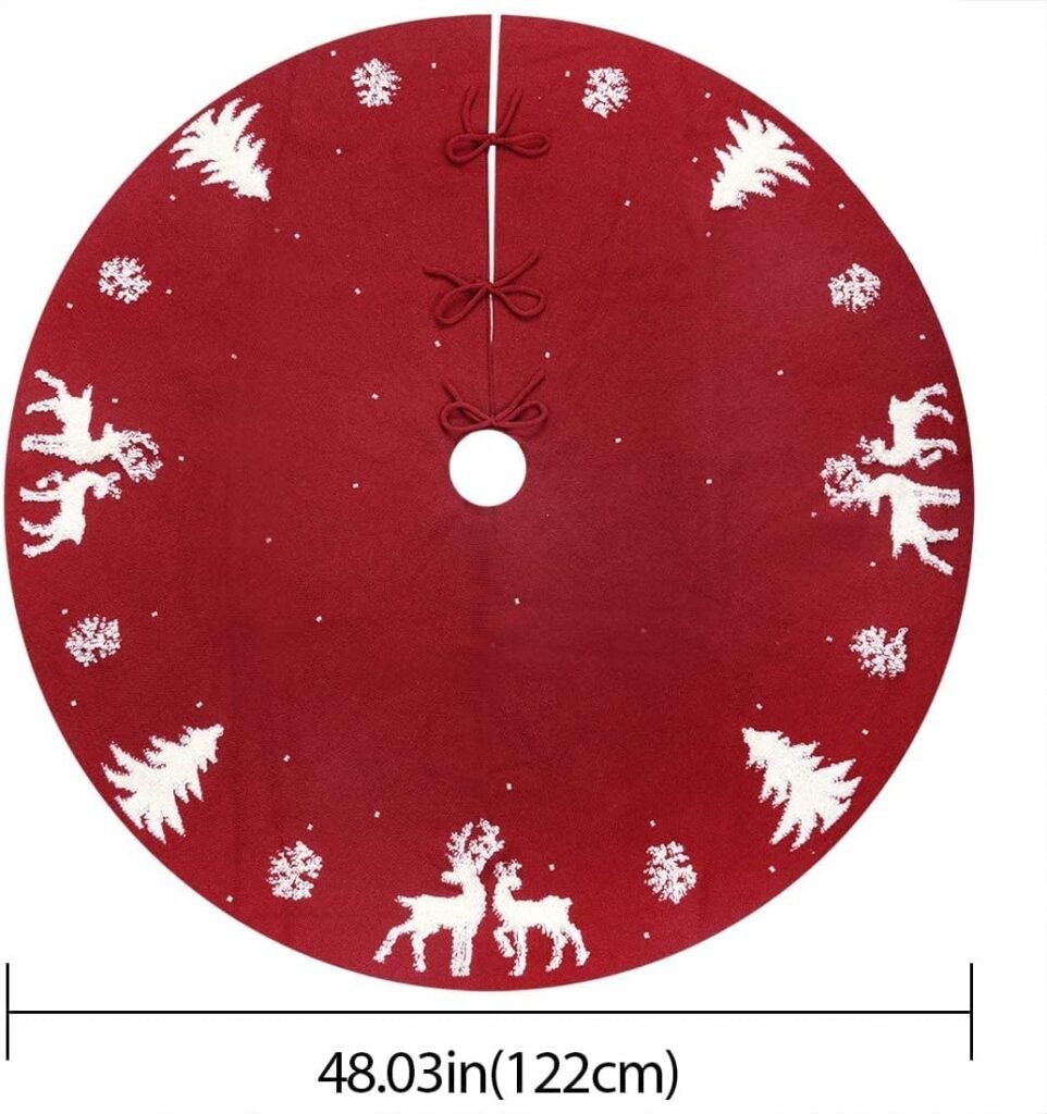 3D gebreide kerstboomrok 122 cm handgemaakte wol met sneeuwvlok en hert motief boomvoet decoratie kerstversiering thuis