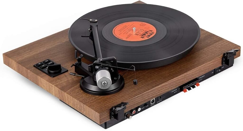 HiFi platenspeler met Bluetooth en speakers, belt drive met USB en RCA aansluiting