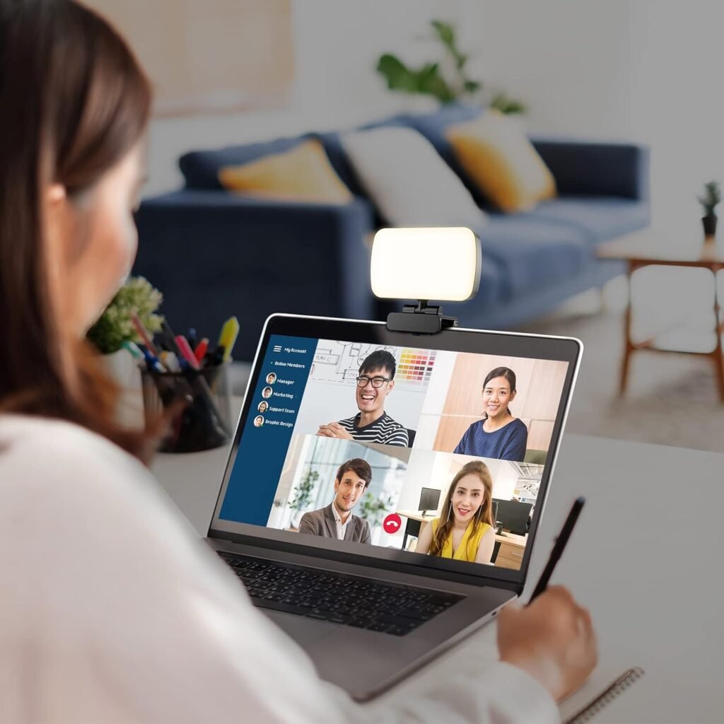 Video conferentie lamp met clip en USB, 120 LED's, 3 lichtkleuren, 10 helderheidsniveaus en 360° draaibare webcam verlichting voor pc, laptop, tablet en smartphone