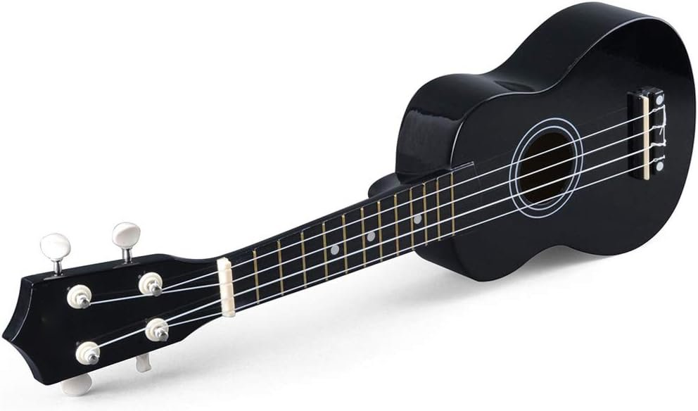 Zwarte sopraan ukelele starterset 21 inch met draagtas en accessoires voor beginners