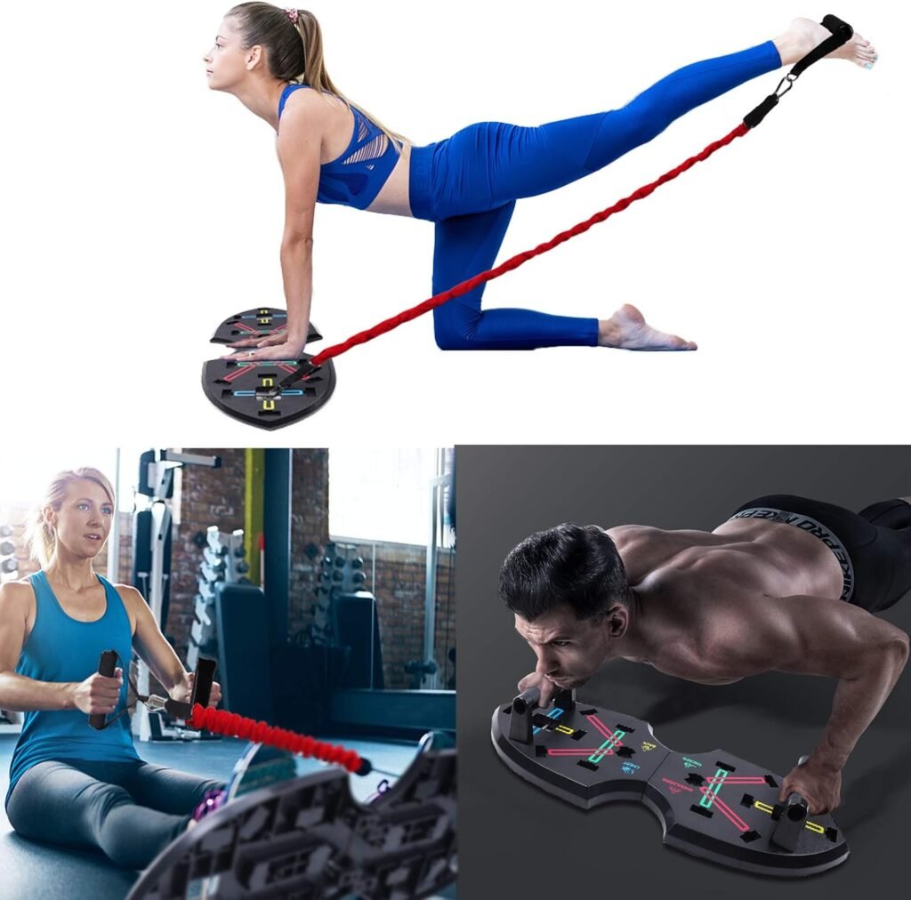 Push Up Board met Weerstandsband - Opvouwbaar 9-in-1 Fitnessapparaat voor Borst, Schouders, Rug en Triceps – Home Workout Frame