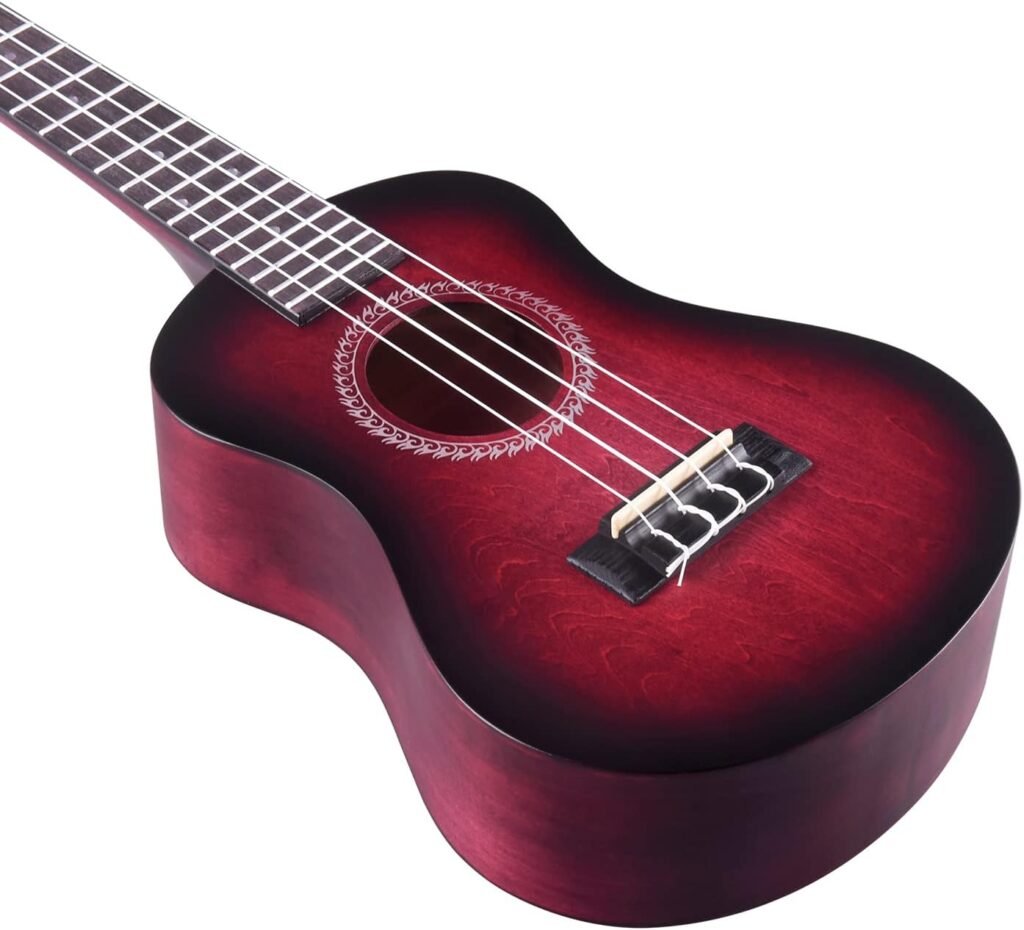 Concert ukulele 23 inch rood met draagtas, tuner en accessoires voor beginners en volwassenen en kinderen