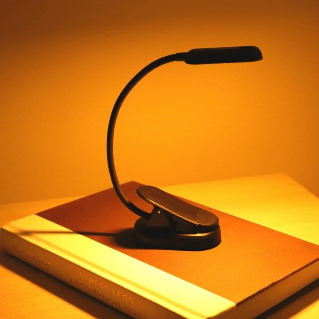 Amber rode leeslamp voor bed met flexibele clip-on klem, USB-C oplaadbaar en blauwlichtvrije LED verlichting