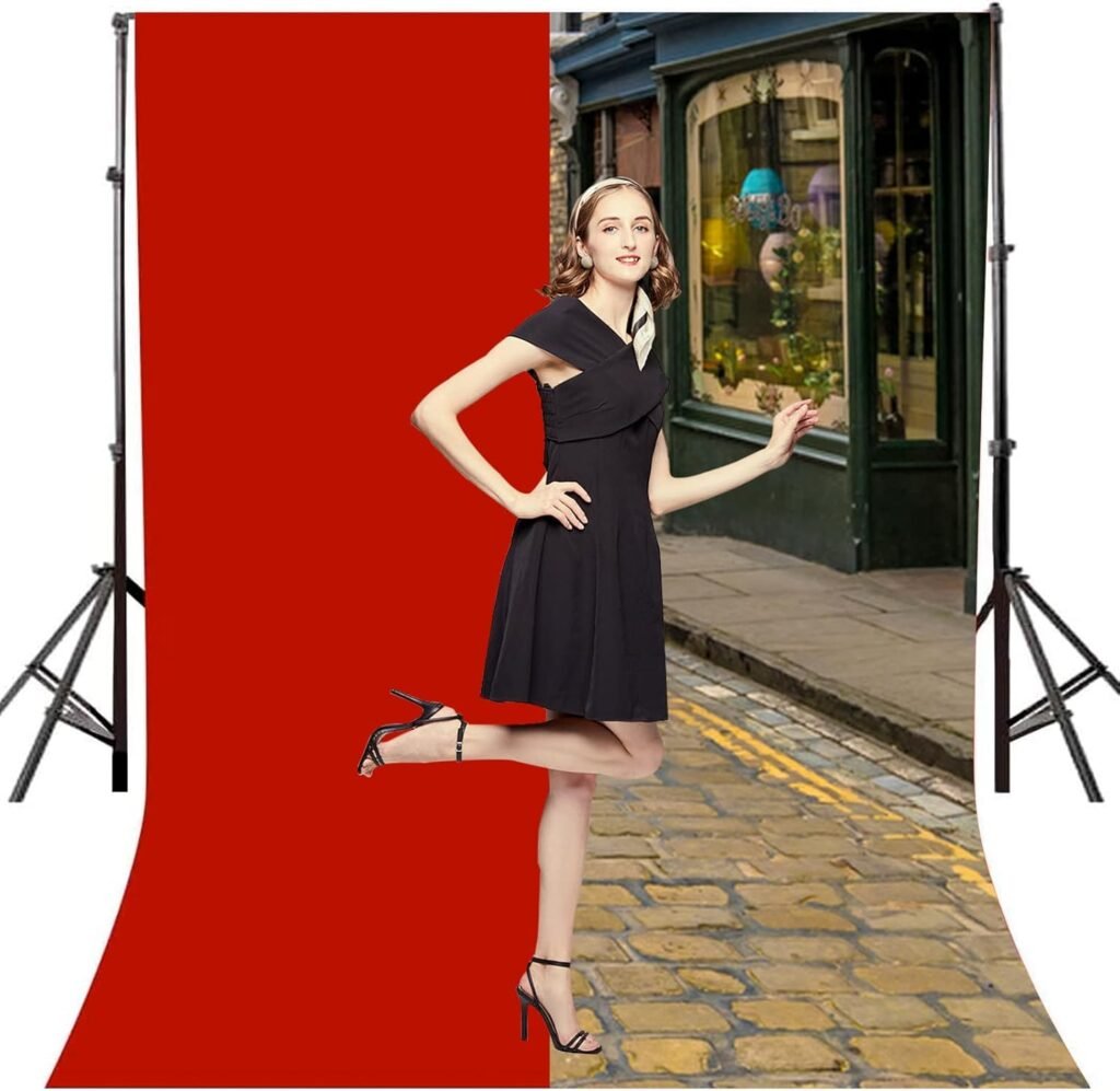 Rode fotografie achtergrond 3x2m van polyester met klemmen voor foto studio en modefotografie