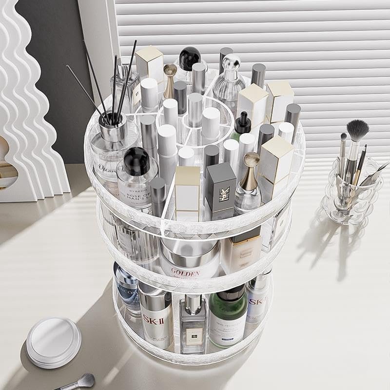 360° draaibare acryl make-up organizer voor cosmetica, parfum en verzorgingsproducten