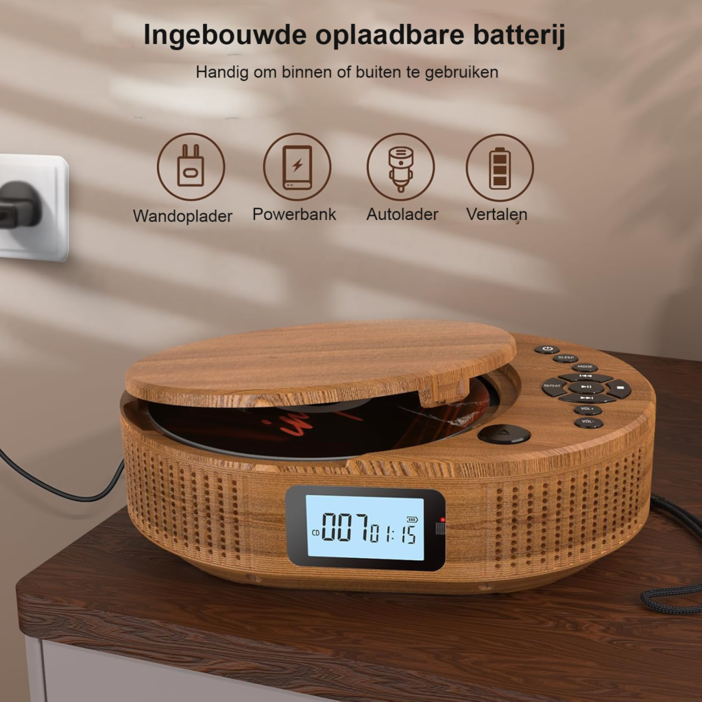 Draagbare CD speler kinderen compact discman Bluetooth FM radio boombox AUX USB afstandsbediening muziekspeler auto en thuis